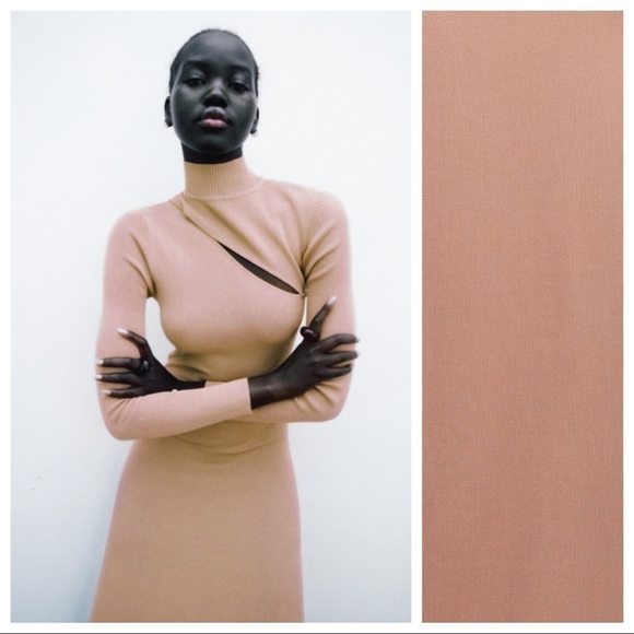 NWOT. Zara Dusty Pink Cut Out Knit Dress. Size M. - Picture 2 of 8